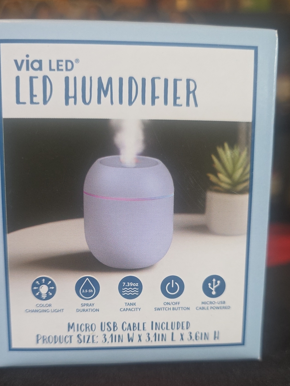 Lavender LED Humidifier with Color-Changing Light
